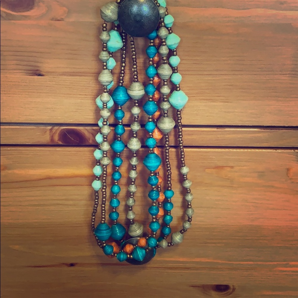 Noonday Collection long paper bead necklace